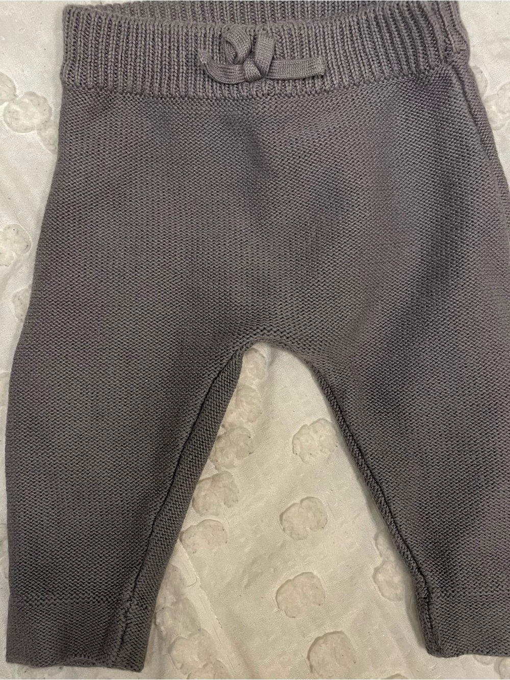 Monica + andy Organic Cotton Gray Knit Baby Pants / 0-3 Months